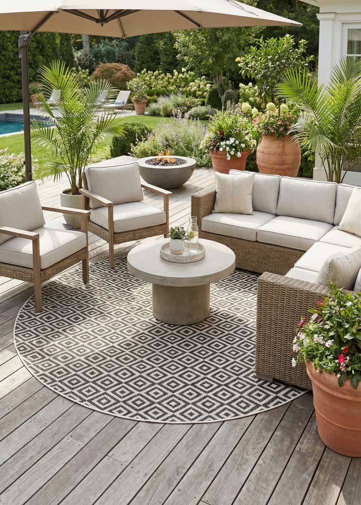 6' 7 x 6' 7 Easy-Clean Jill Zarin Costa Rica Indoor / Outdoor Round Rug