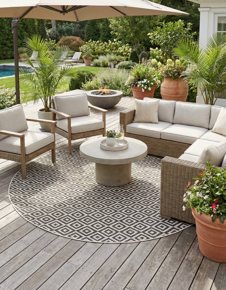 Detail image of 6' 7 x 6' 7 Easy-Clean Jill Zarin Costa Rica Indoor / Outdoor Round Rug