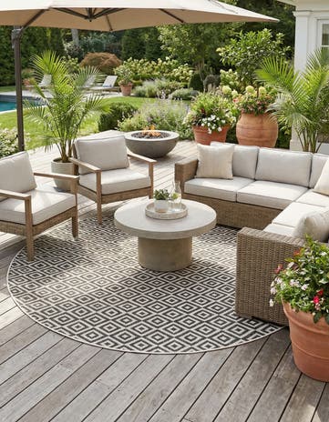 6' 7 x 6' 7 Easy-Clean Jill Zarin Costa Rica Indoor / Outdoor Round Rug