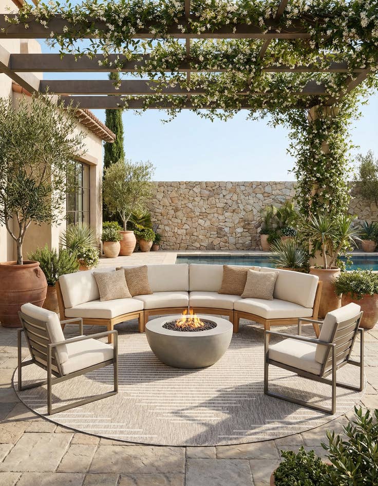 Detail image of 12' x 12'  Washable Modern Indoor / Outdoor Round Rug