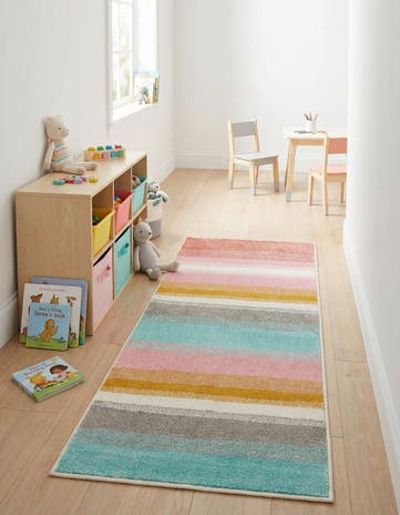2' 2 x 6' Rainbow Stripes Whimsy Kids Runner Rug