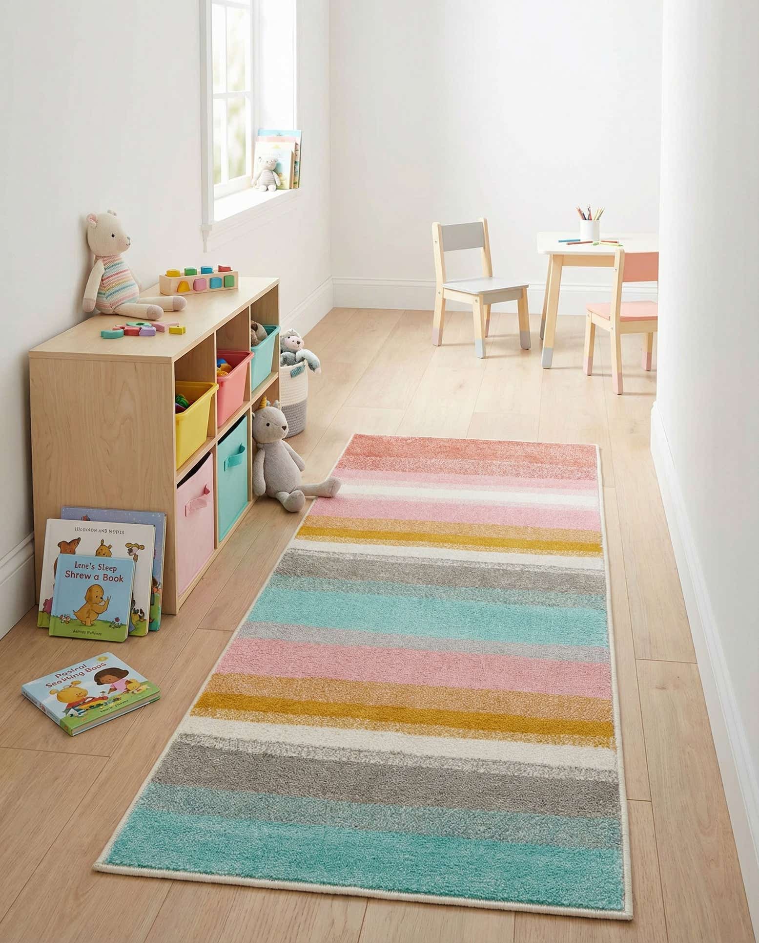 2' 2 x 6' Rainbow Stripes Whimsy Kids Runner Rug
