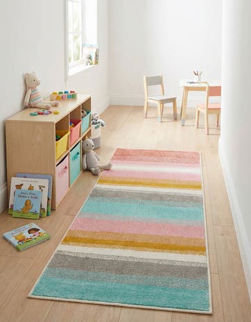 2' 2 x 6' Rainbow Stripes Whimsy Kids Runner Rug