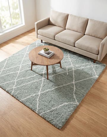 Sage Green Soft Touch Shag Square Rug