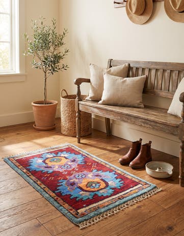 1' 4 x 2' Hand Knotted Ziegler Rug