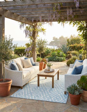 Light Blue Easy-Clean Sabrina Soto Ella Indoor / Outdoor Rug