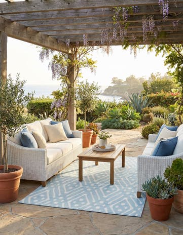 Light Blue Easy-Clean Sabrina Soto Ella Indoor / Outdoor Rug