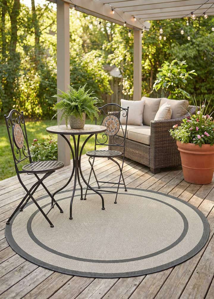 6' x 6' Easy-Clean Border Indoor / Outdoor Round Rug
