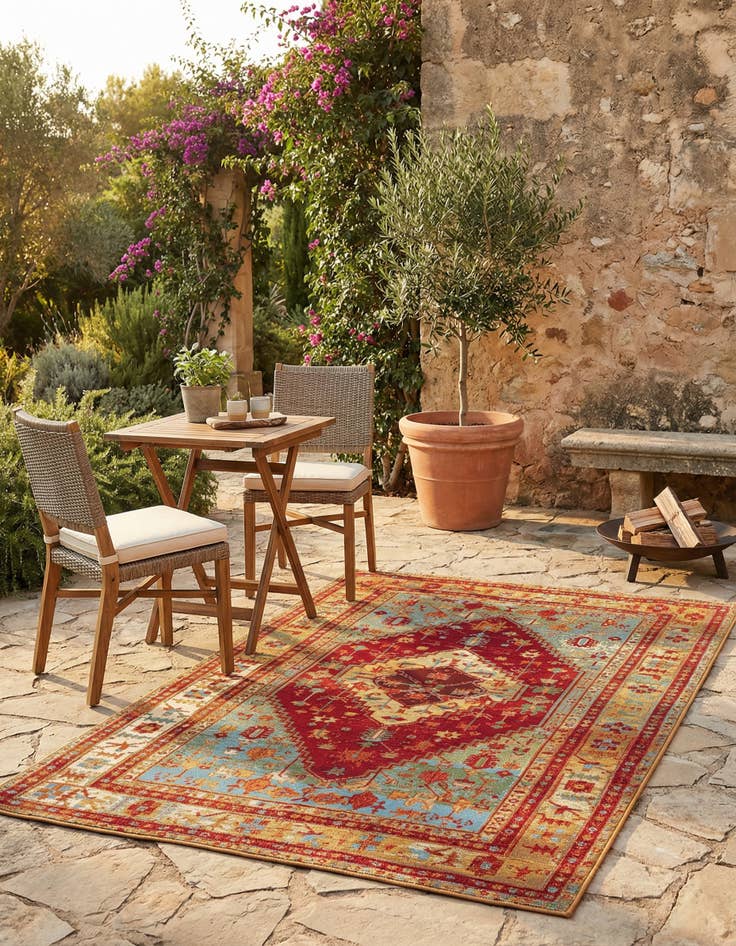 Detail image of 4' x 6' Washable Traditional Indoor / Outdoor Rug