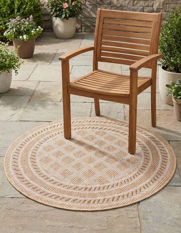 3' 3 x 3' 3 Easy-Clean Trellis Indoor / Outdoor Round Rug