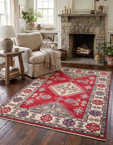 3' 2 x 4' 10 Hand Knotted Kazak Rug