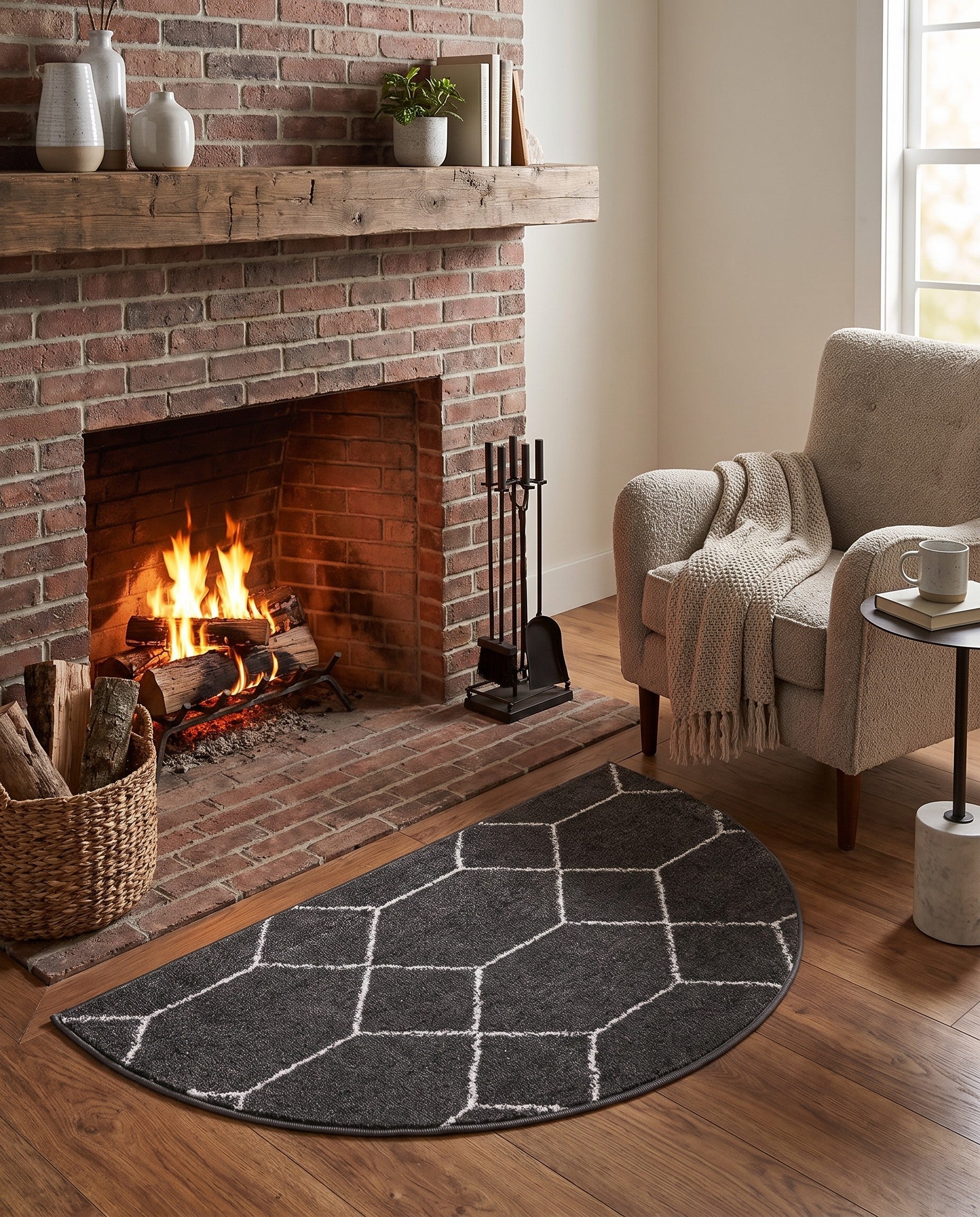 2' 7 x 4' Lattice Frieze Hearth Rug