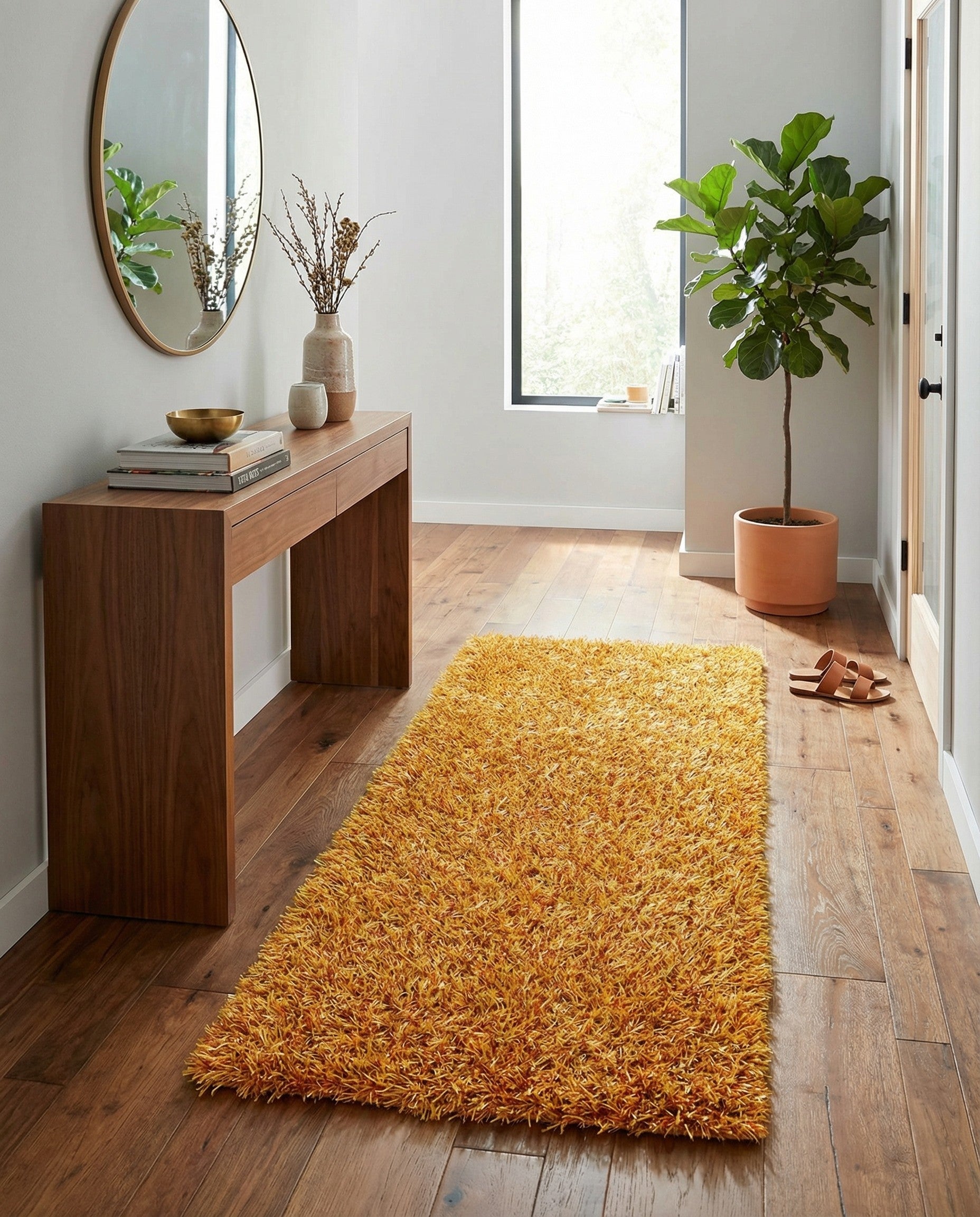 2' 4 x 4' 8 Hand Knotted Solid Shag Runner Rug