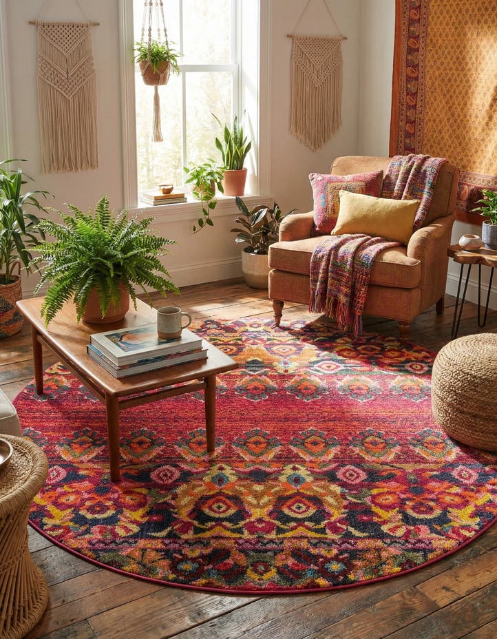 6' x 6' Washable Fleur Round Rug