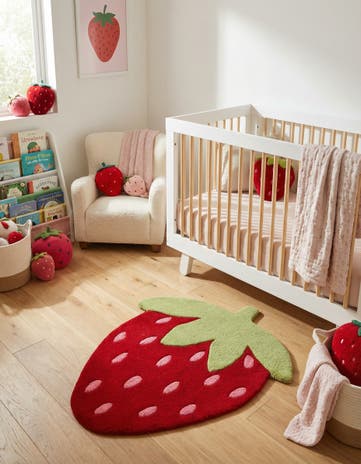 Red Happy Rugs Strawberry Wool Square