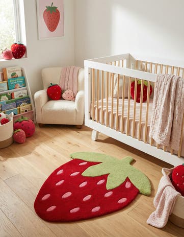 Red Happy Rugs Strawberry Wool Square