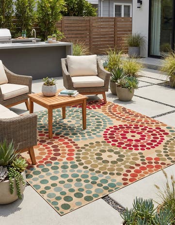 7' 10 x 7' 10 Easy-Clean Modern Indoor / Outdoor Square Rug