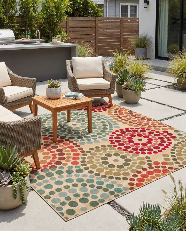 7' 10 x 7' 10 Easy-Clean Modern Indoor / Outdoor Square Rug