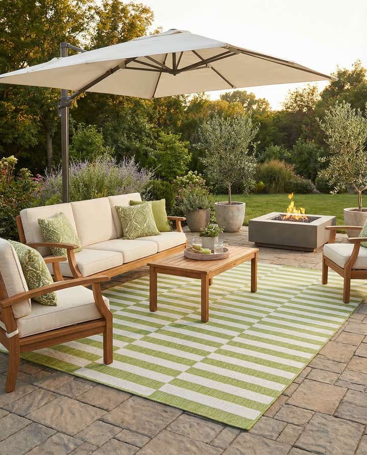 7' 10 x 11' Easy-Clean Striped Indoor / Outdoor Rug