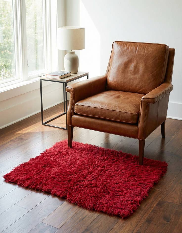 Detail image of 3' 10 x 4' 5 Hand Knotted Moroccan Wool Rug