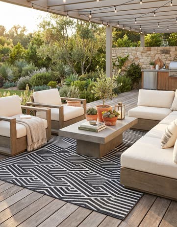 Black Easy-Clean Sabrina Soto Hudson Indoor / Outdoor Rug
