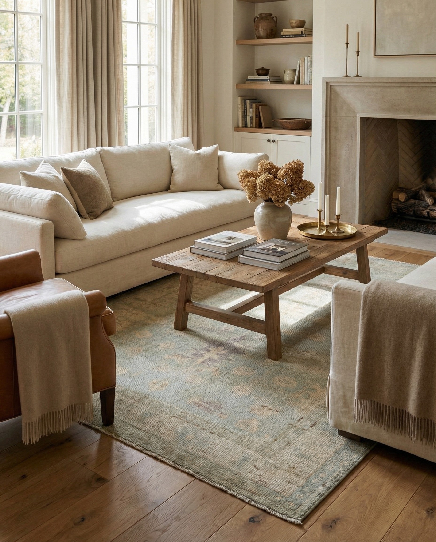 4' 1 x 5' 9 Hand Knotted Oushak Wool Rug