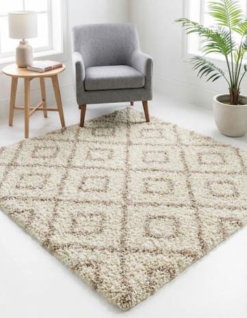 5' 3 x 5' 3 Lattice Shag Square Rug
