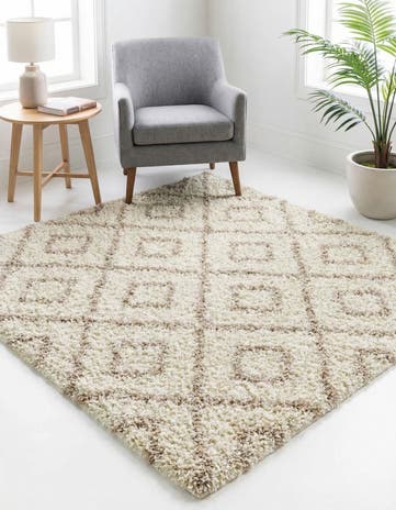 5' 3 x 5' 3 Lattice Shag Square Rug