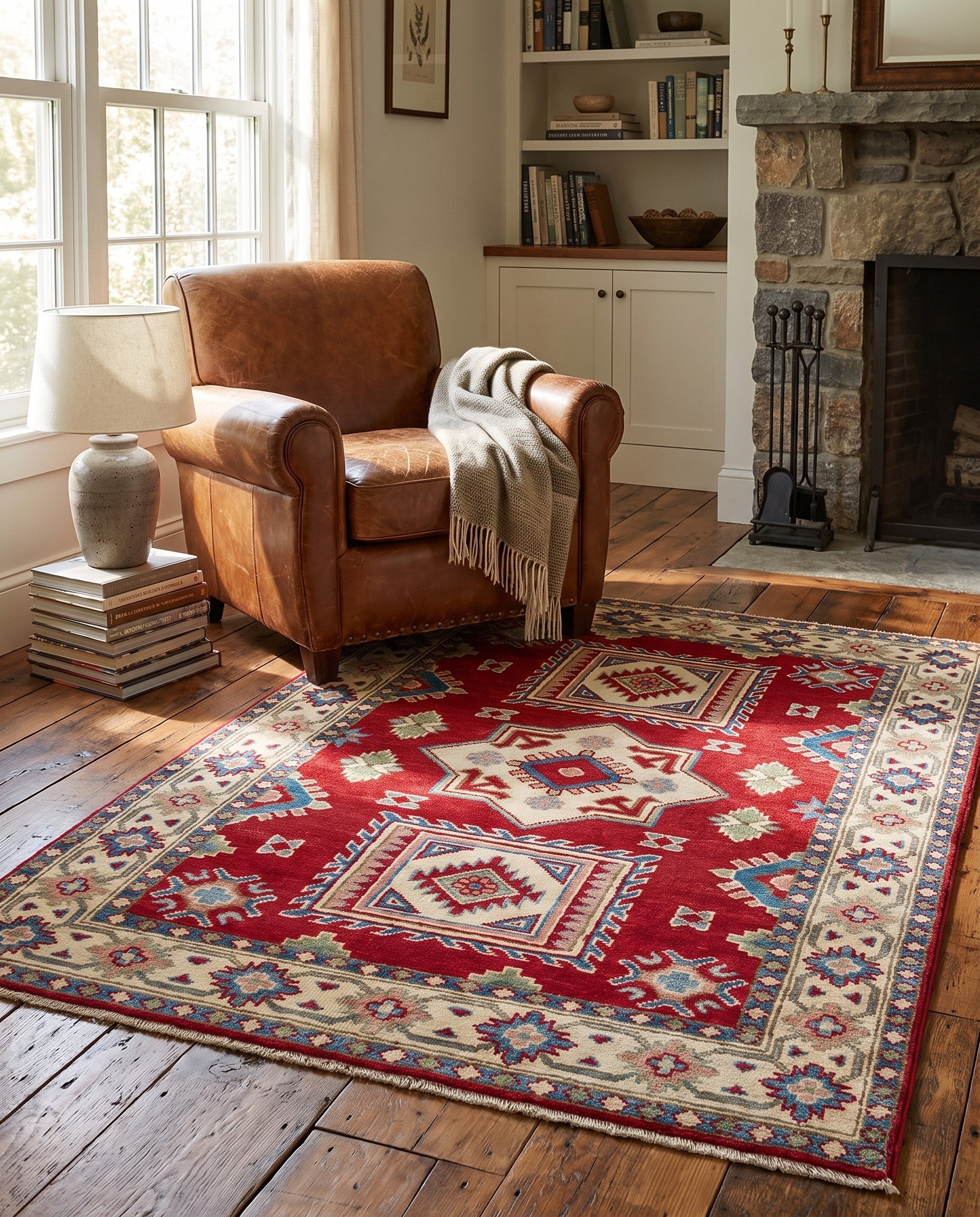 3' 5 x 4' 10 Hand Knotted Kazak Rug