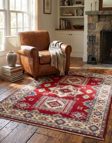 3' 5 x 4' 10 Hand Knotted Kazak Rug