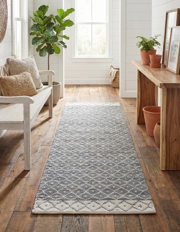 3' x 7' 9 Hand Braided Chindi Trellis Runner Rug