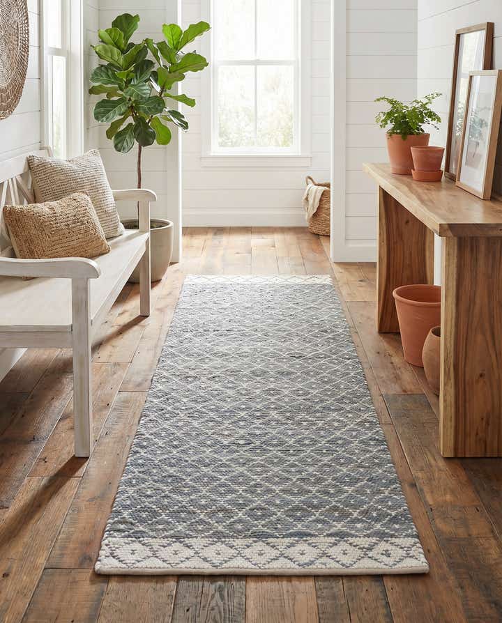 3' x 7' 9 Hand Braided Chindi Trellis Runner Rug
