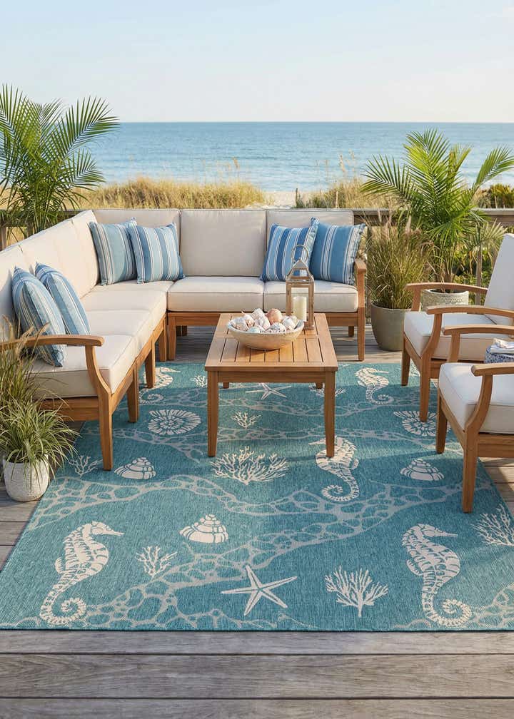 9' x 12' Easy-Clean Coastal Indoor / Outdoor Rug