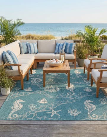 9' x 12' Easy-Clean Coastal Indoor / Outdoor Rug