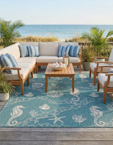 9' x 12' Easy-Clean Coastal Indoor / Outdoor Rug