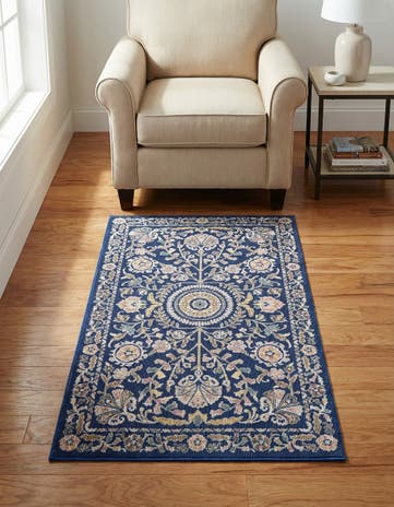 Navy Blue Blossom Rug