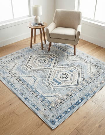 Aqua Blue Charlotte Square Rug