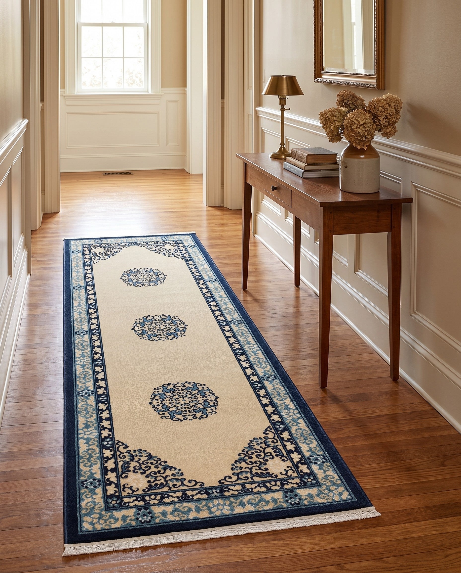 Cream Nain Design Runner Rug