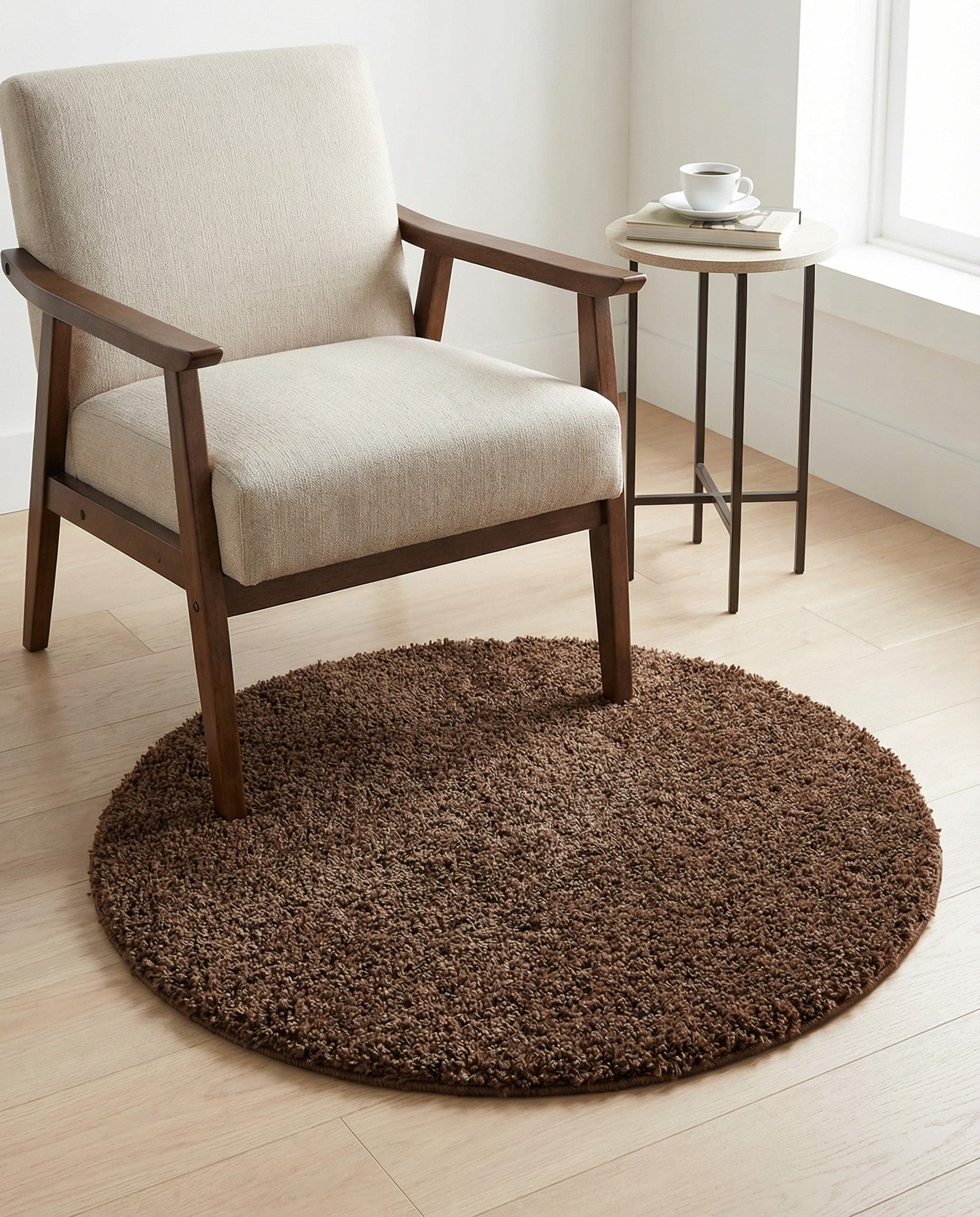 3' x 3' Solid Shag Round Rug