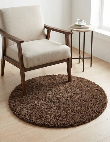 3' x 3' Solid Shag Round Rug