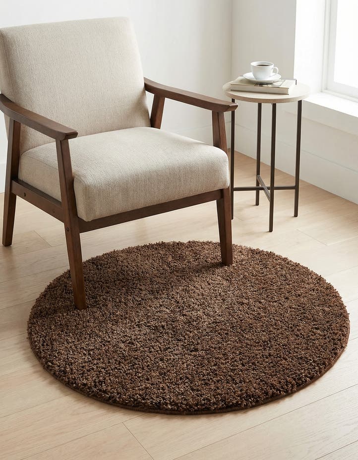 3' x 3' Solid Shag Round Rug