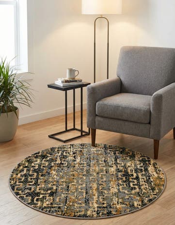 Blue Saturn Round Rug