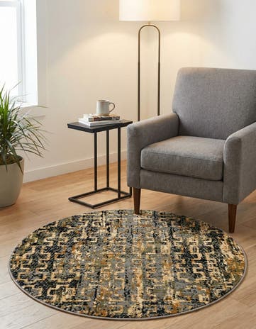 Blue Saturn Round Rug