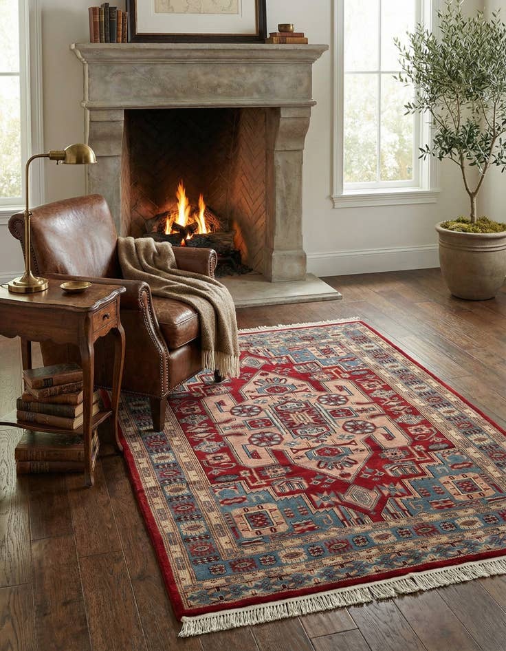 Detail image of 4' 1 x 6' Hand Knotted Kazak Oriental Wool Rug