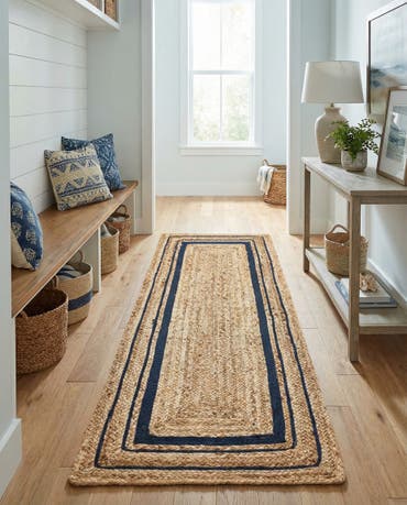  2' 6 x 6' 1  Hand Braided Jute Runner Rug
