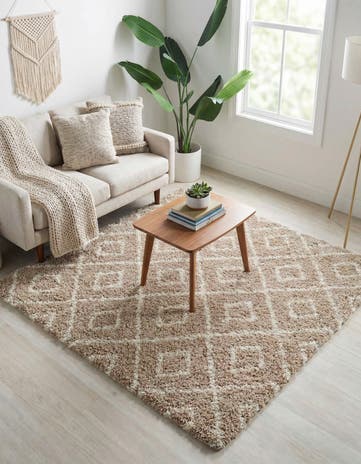 6' x 6' Lattice Shag Square Rug