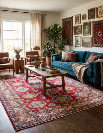 6' 3 x 8' 11 Hand Knotted Kazak Rug