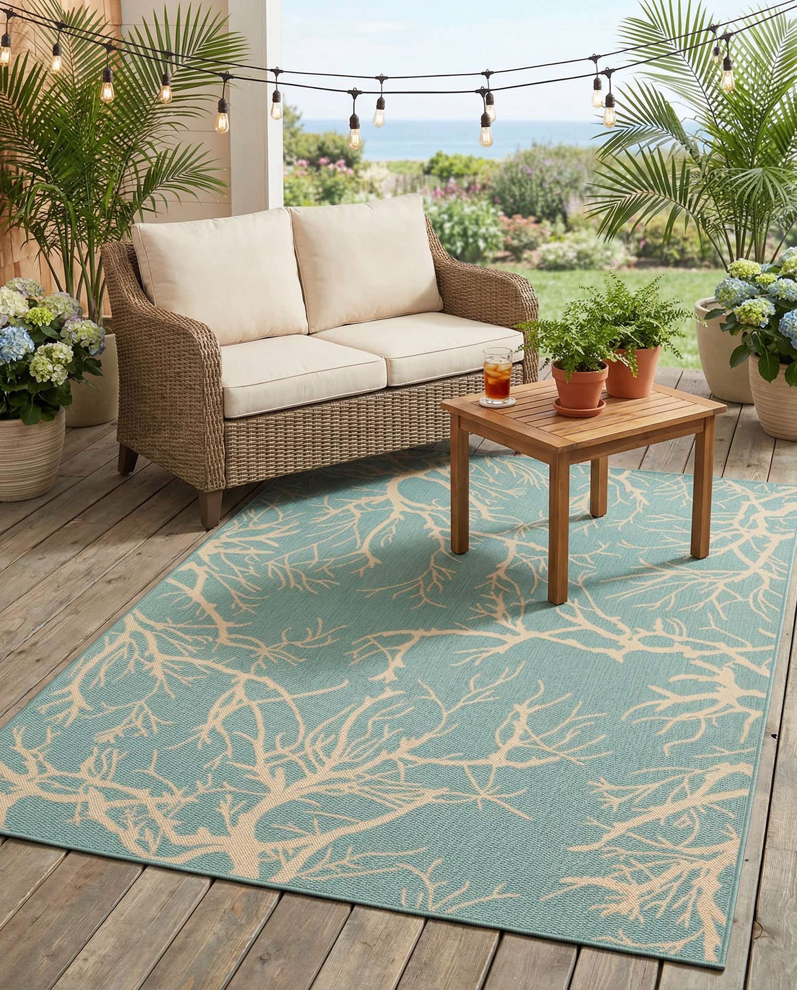 5' x 8' Easy-Clean Botanical Indoor / Outdoor Rug