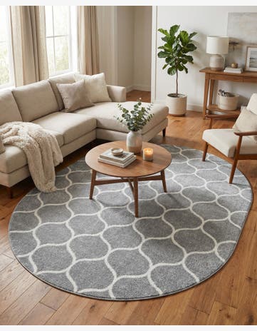 7' 10 x 10' Trellis Frieze Oval Rug