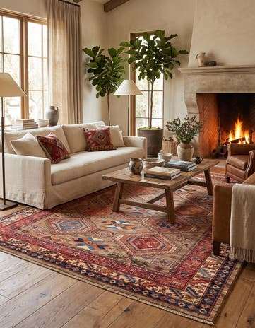 190cm x 275cm Hand Knotted Kazak Rug
